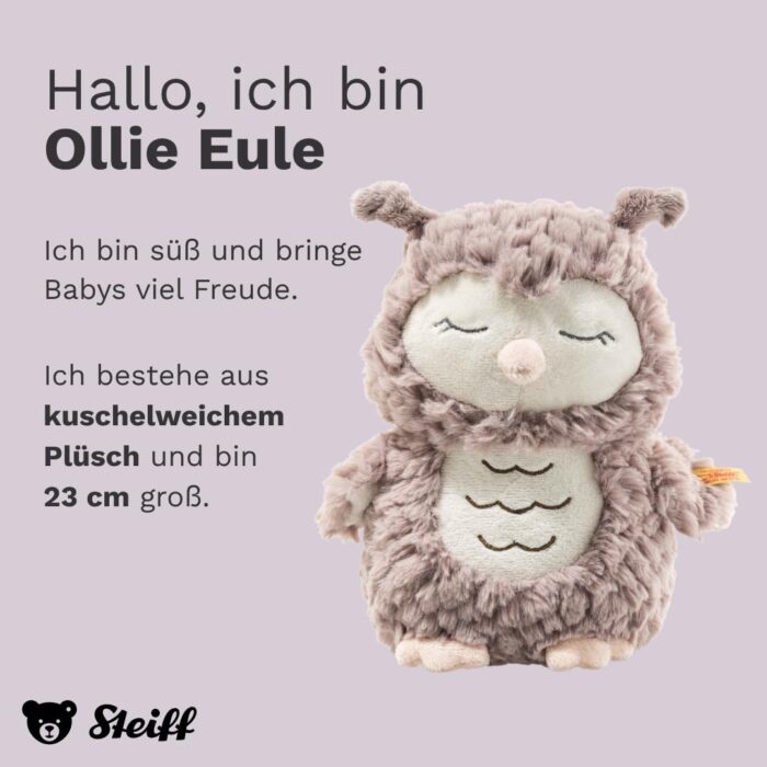 Steiff Kuscheltier Ollie Eule, Süßes Stofftier, Jungen, Mädchen & Babys ab 0 Monaten, Friends, Plüschtie, Beige – Bild 6